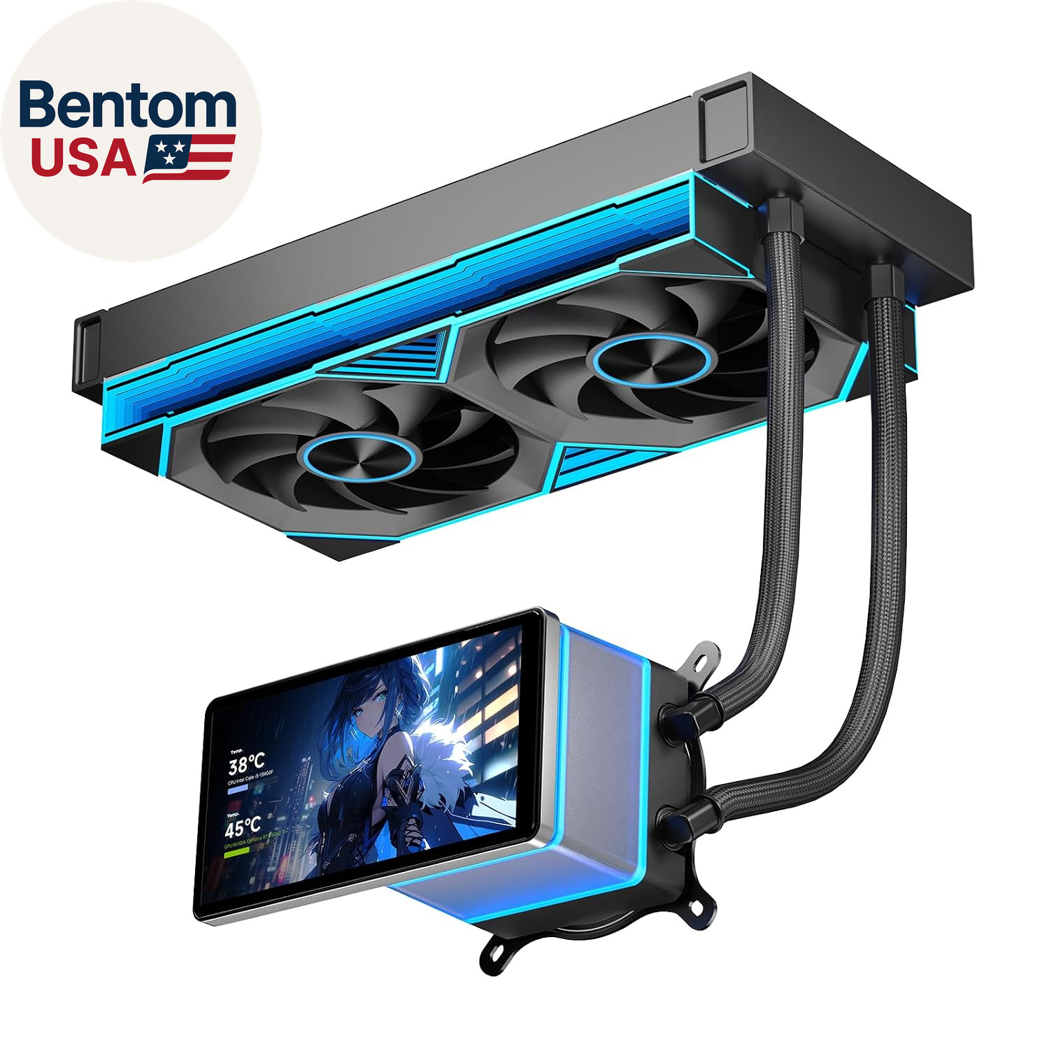 PF 240 CPU Water AIO Cooler Liquid Cooling|5.5-Inch LCD Magnetic Screen|360Mm AR