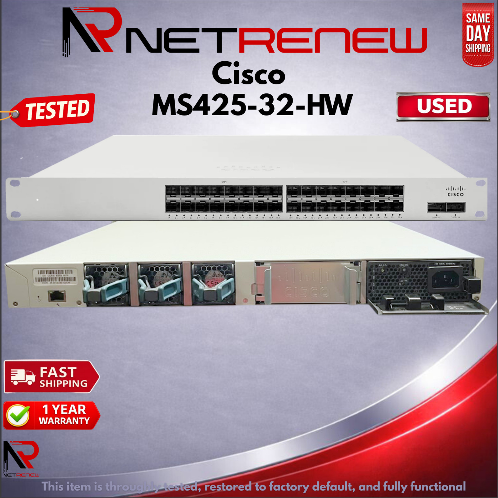 Cisco Meraki MS425-32-HW 32 Port 10GbE SFP+ Switch