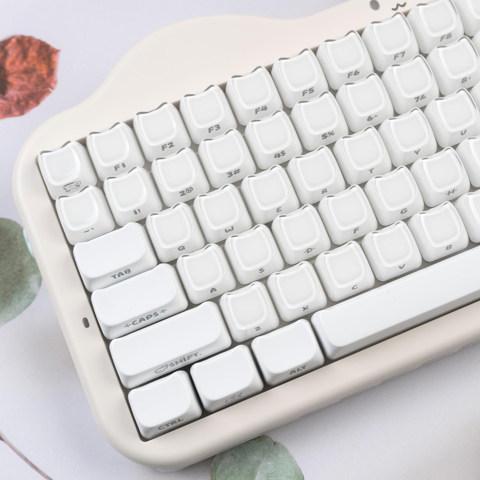 119 PCS White Cute Cat Crystal Jelly Keycaps Fits 61/68/84/87/98/100 Cherry MX