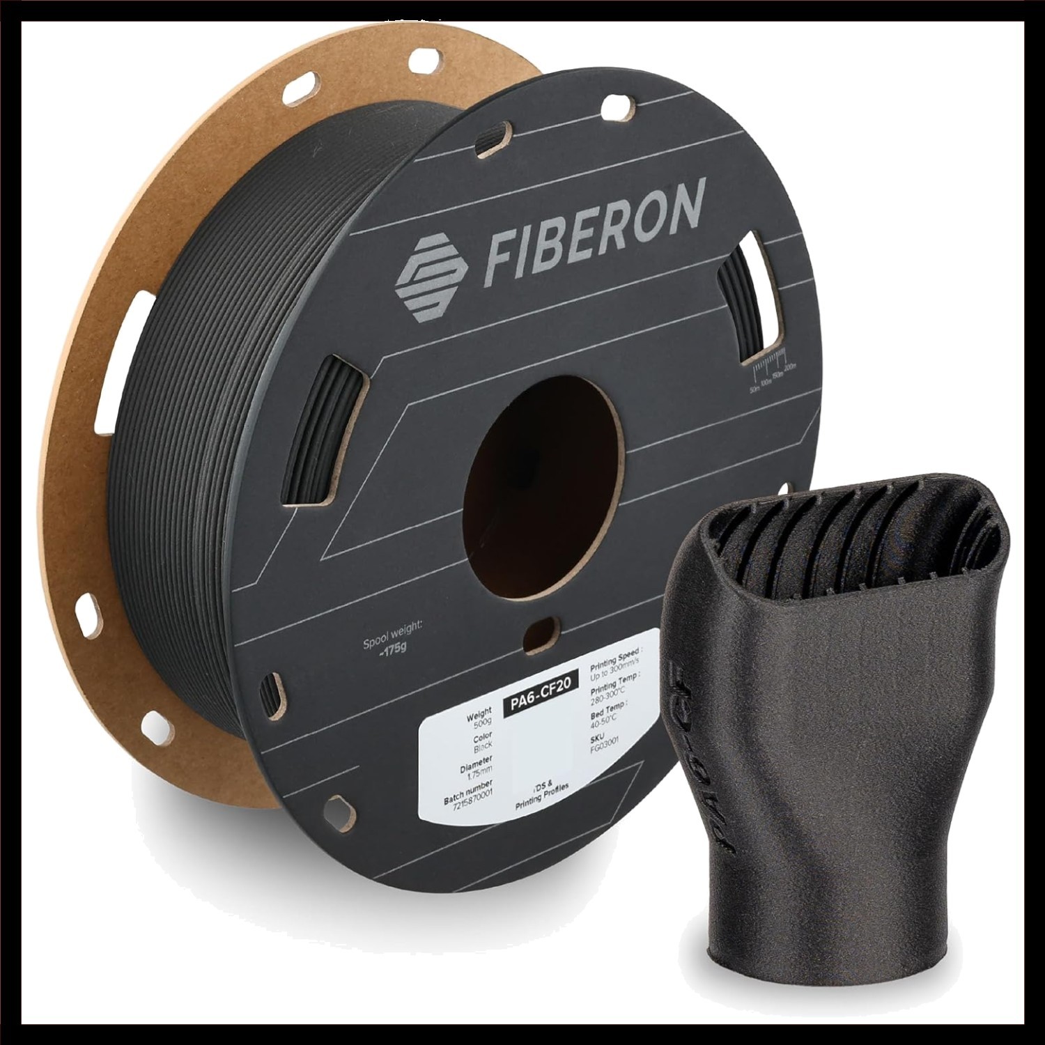 PA6-CF20 Carbon Fiber Nylon Filament 1.75mm - Heat & Moisture Resistant