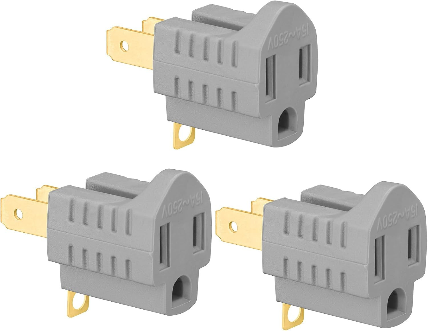 (3 Pack) 3-Prong to 2-Prong Adapter Polarized Grounding Converter 3 Pin to 2 Pin