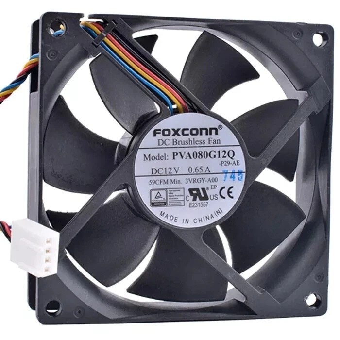 LOT 100 FOXCONN PVA080G12Q Cooling Fan 80*80*25mm 12V 0.65A 4Pin PVA080G1ZR