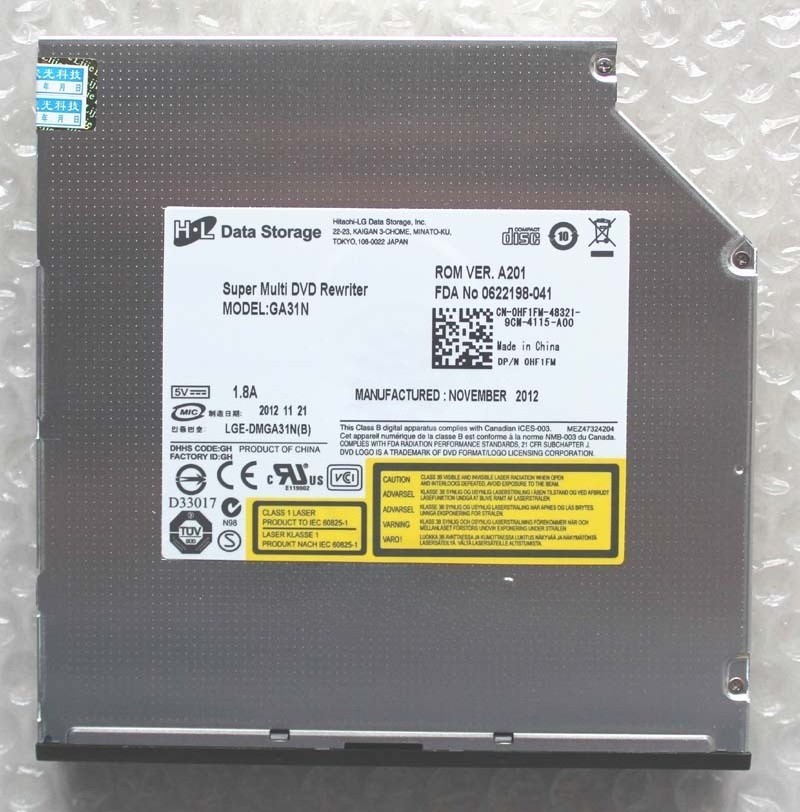 HL GA31N GA50N Slot-in SATA DVD RW Drive for Dell Alienwa M17x M18x R1 R2 R3 R4