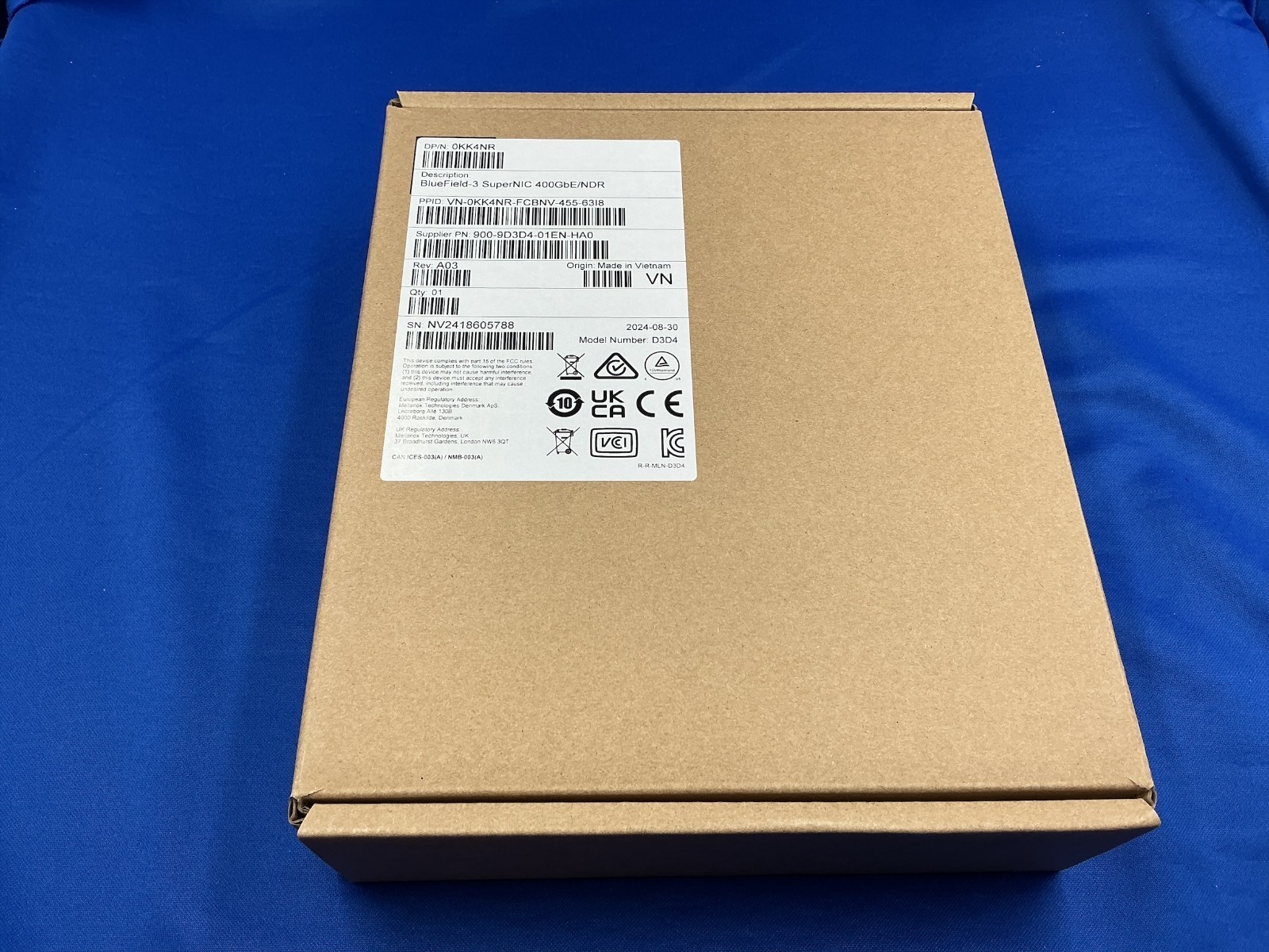 KK4NR  0KK4NR DELL NVIDIA BF3 1-Port SuperNIC 400GbE/NDR DPU 900-9D3D4-01EN-HA0