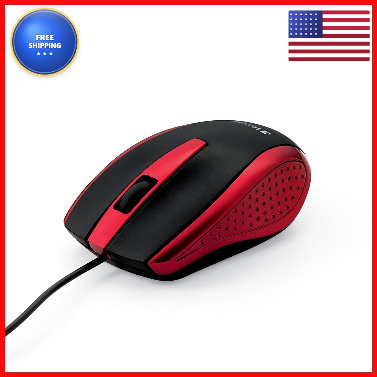 Verbatim Corded Notebook Optical Mouse, USB, Precision Scroll Wheel, Red 99742
