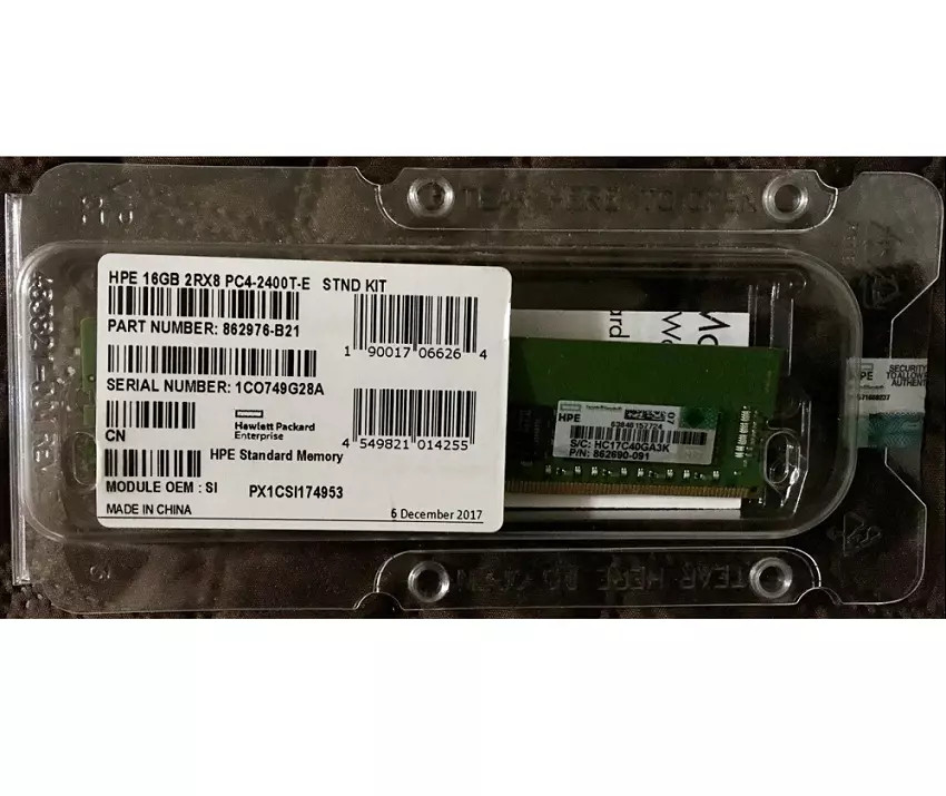862976-B21 862690-091 HPE 2RX8 16GB DDR4 PC4-2400T UDIMM ECC Unbuffered Memory
