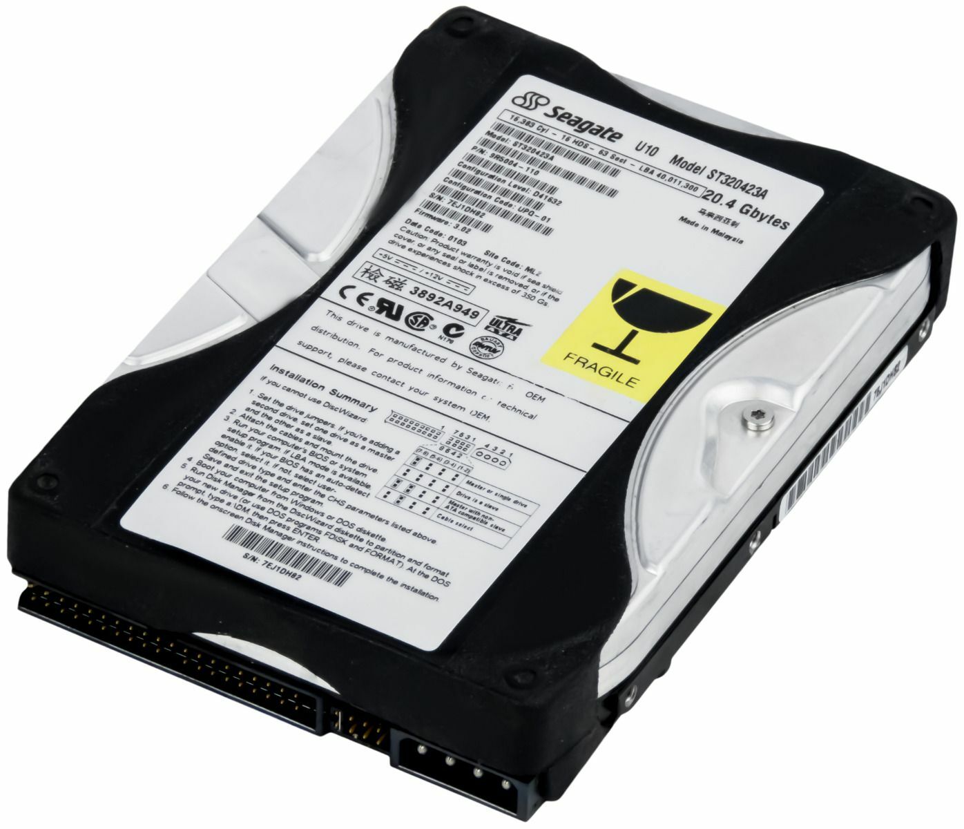 HARD DRIVE SEAGATE U10 ST320423A 20.4GB 5400RPM 512KB ATA 3.5''