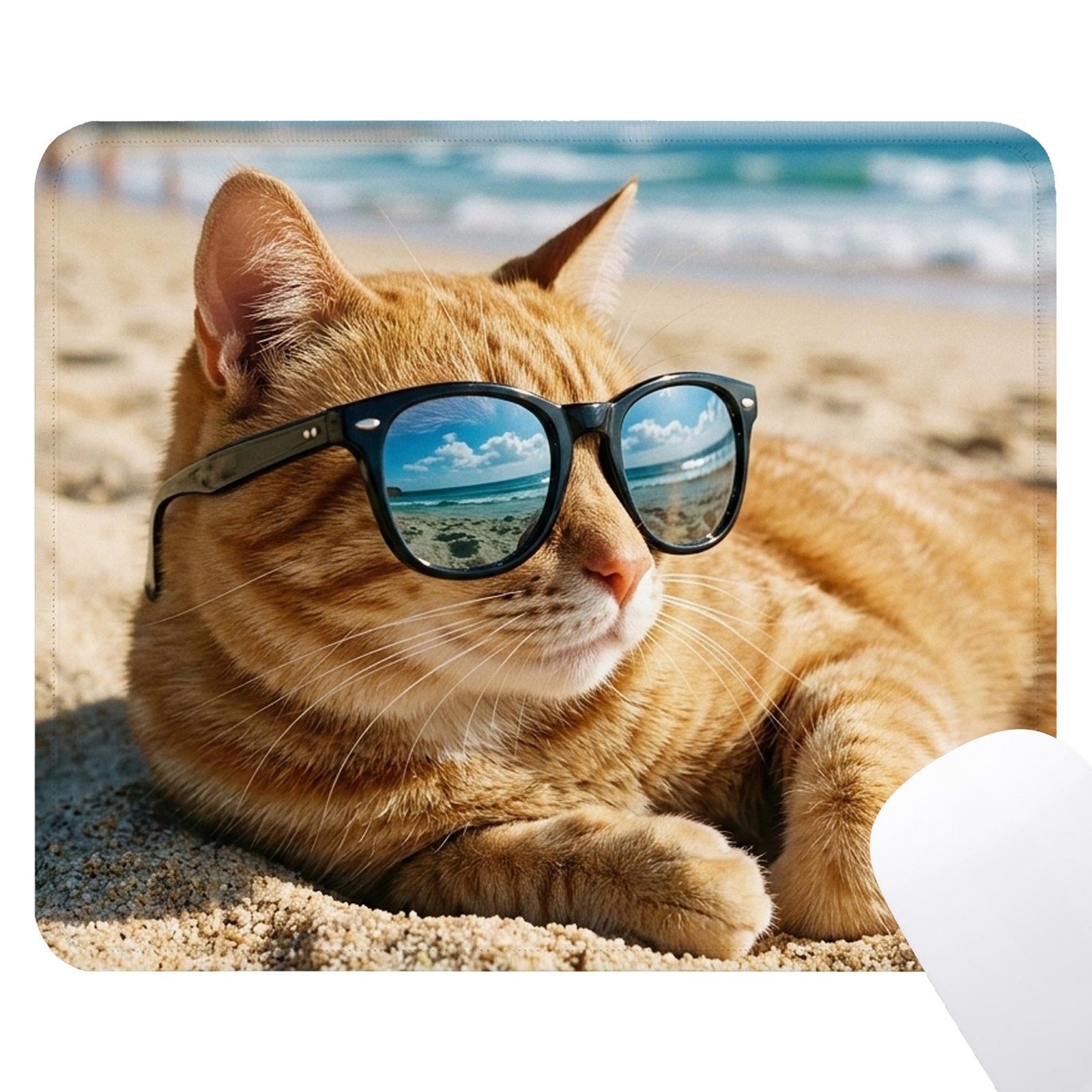Cute Cat Pad - Funny Beach Cats Desk Decor, Cat Gifts, Cat Desk , Summer Squa...