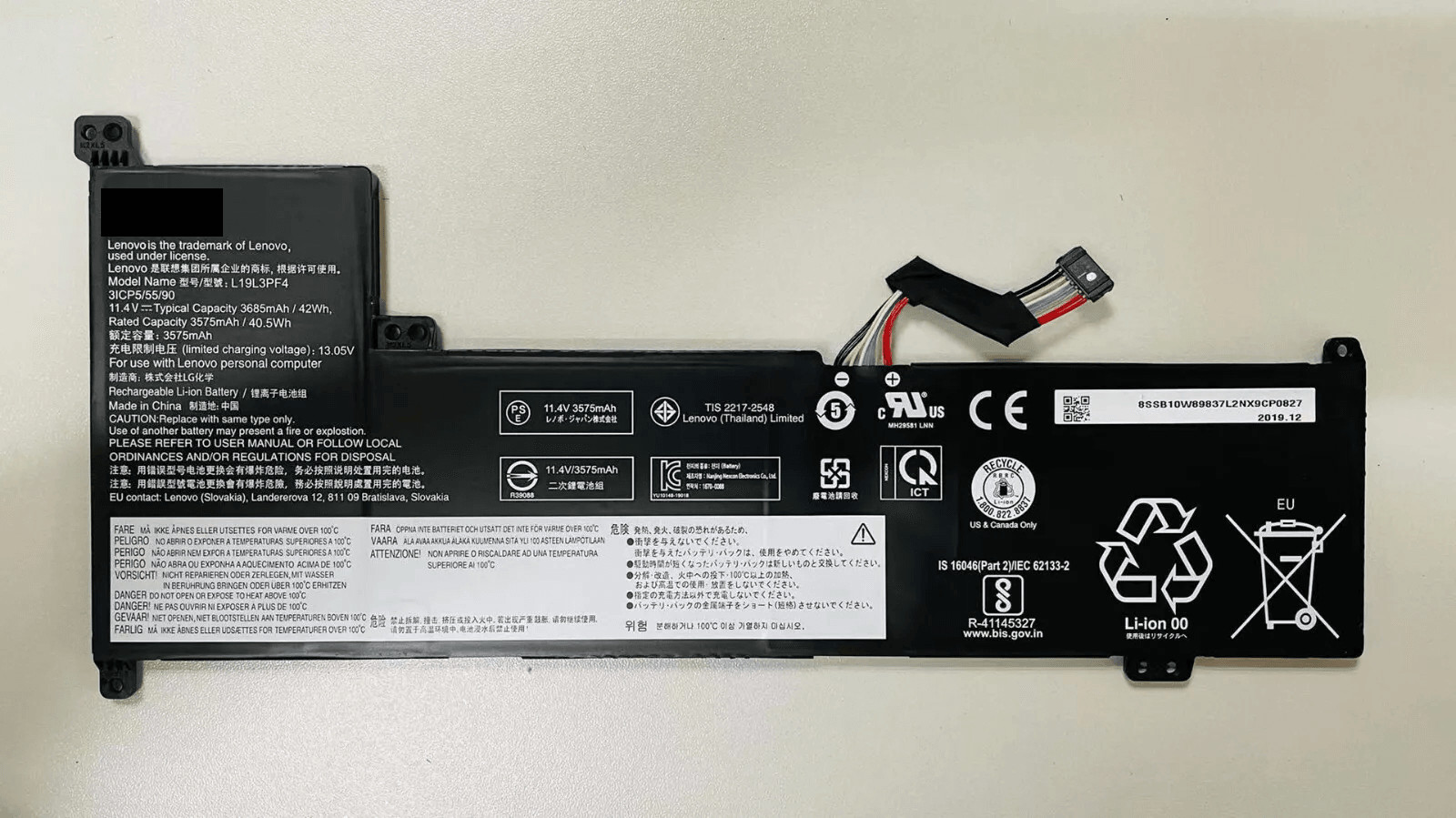 New  11.4V L19L3PF4 L19C3PF6 Battery for  Ideapad 3-17IML S350 5B10W89839