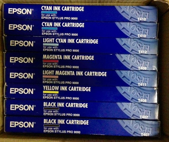 8 x Genuine Ink Epson Stylus Pro 9000 / T407 T408 T409 T410 -T412 Cartridges