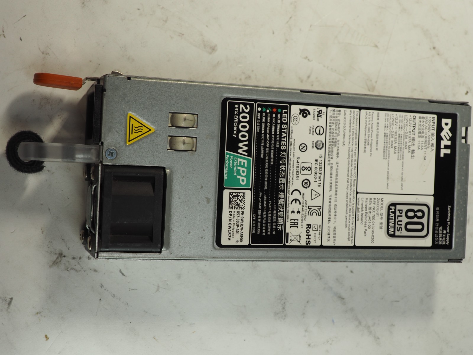 DELL Z2000E-S1 W1R7V 2000W 80+Platinum Switching Power Supply