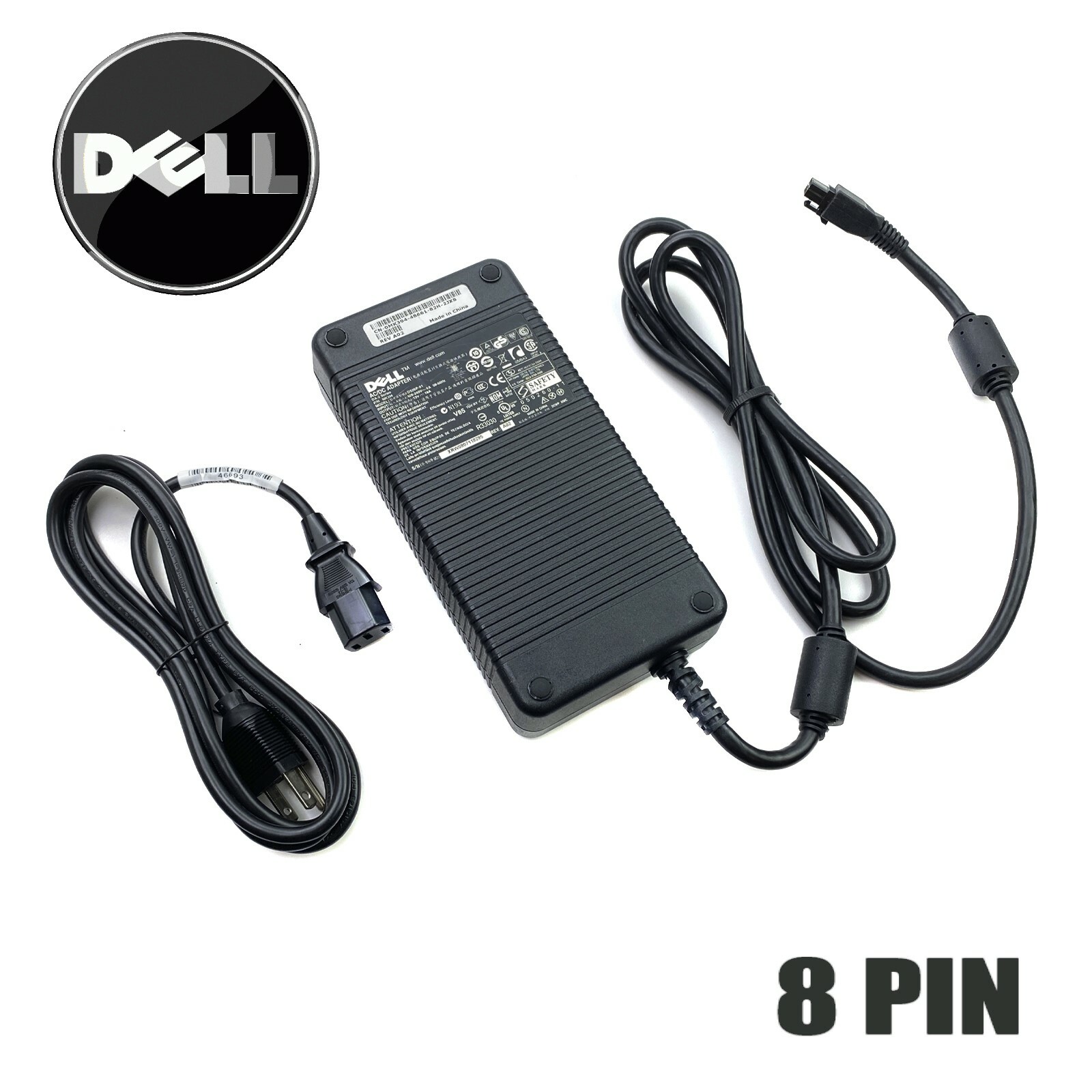 Genuine Dell ADP-220AB B AC Adapter 12V 18V DA-2 Series 220W 8 Pin w/PC OEM 