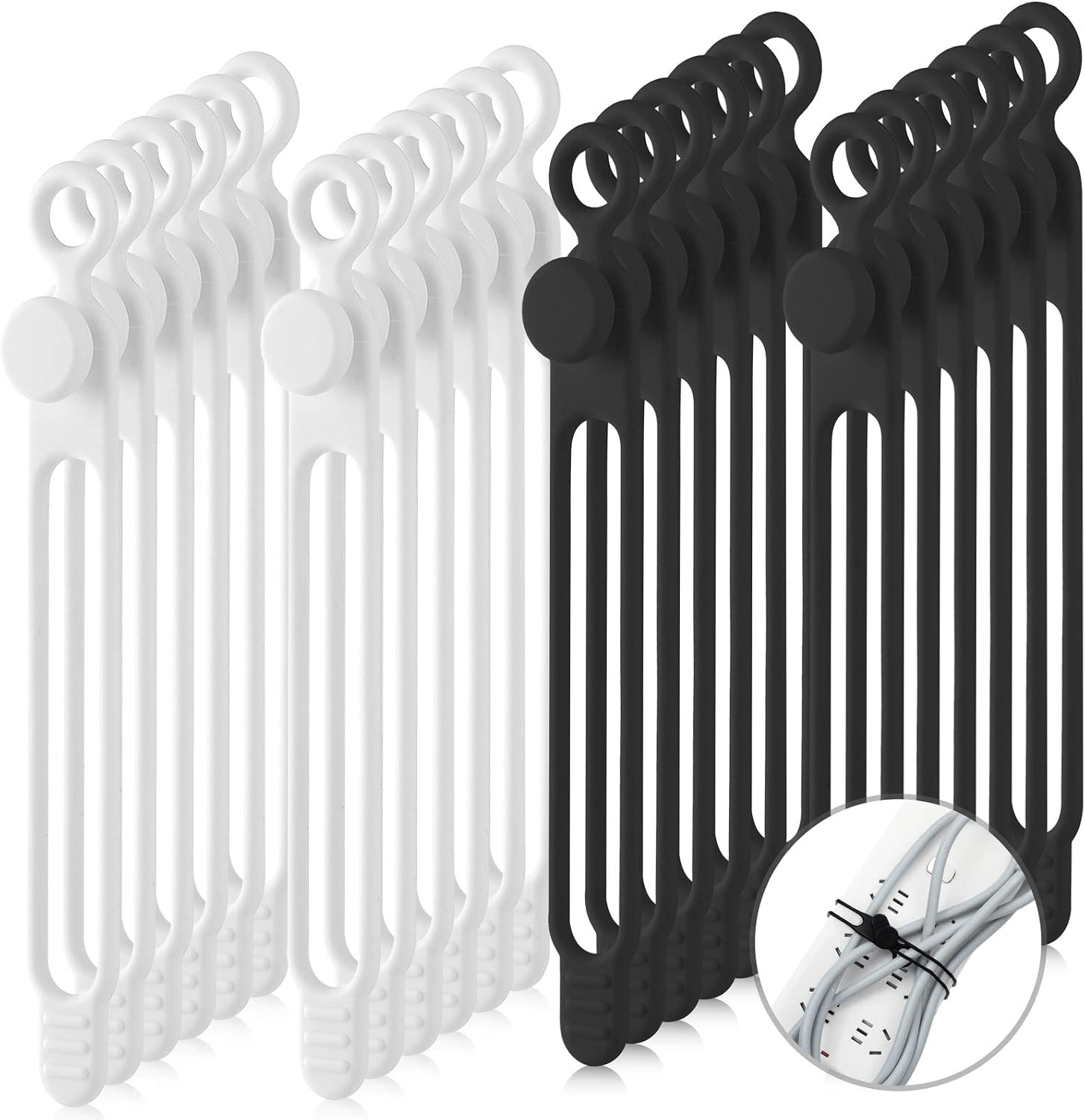 40 Pcs Silicone Cable Ties Reusable Holder Adjustable Straps Multipurpose Chargi