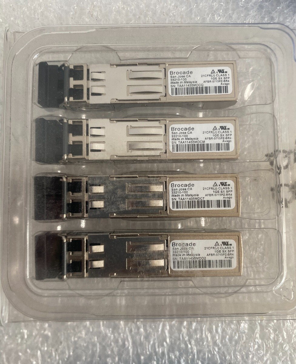 Lot (4) Brocade E1MG-SX-OM M2 Optics 33210-100 Genuine