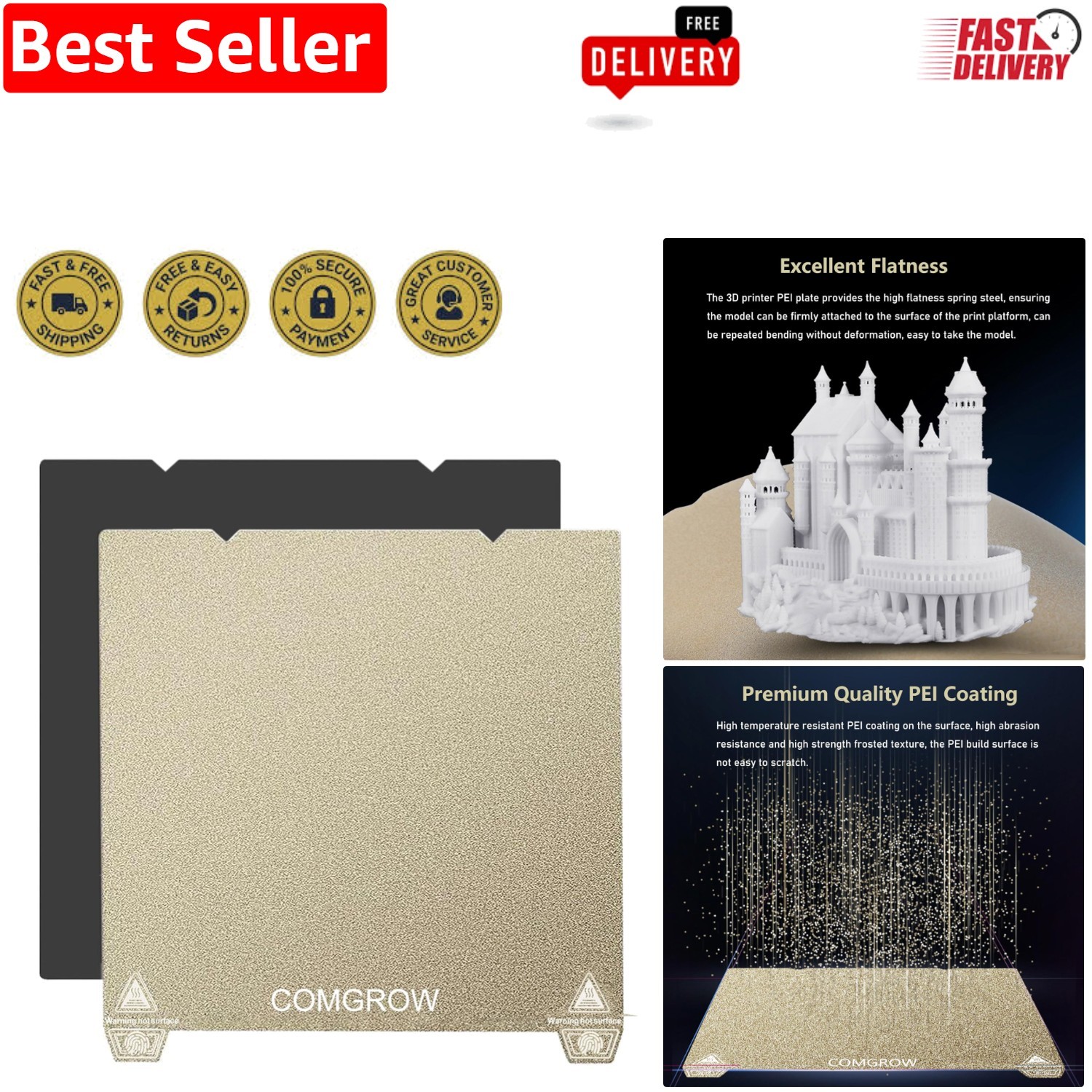 Versatile 235mm PEI Magnetic Build Plate for Enhanced 3D Printing Experience