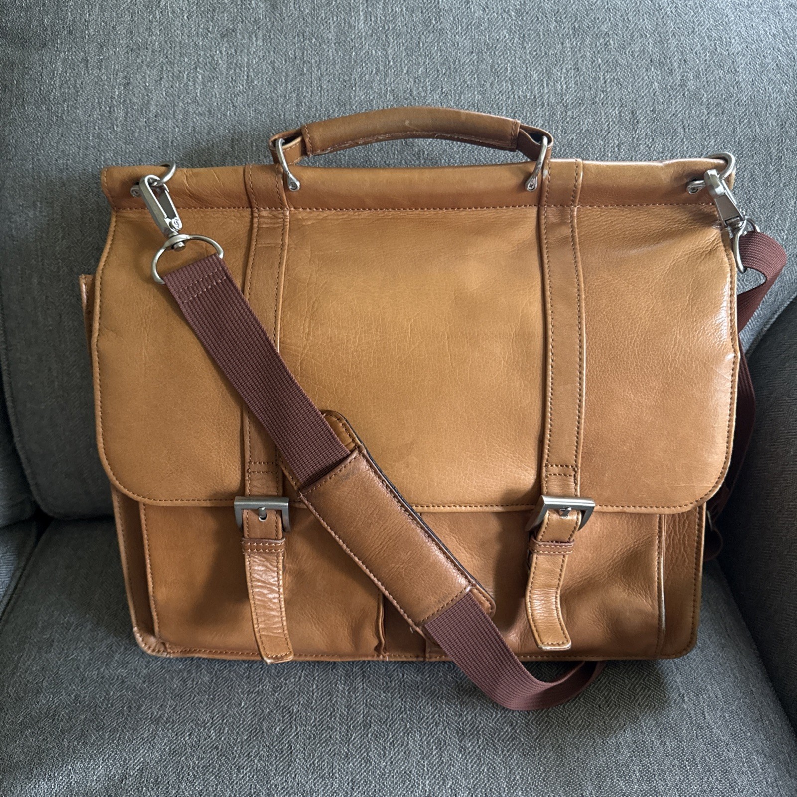 Vintage Wilsons Leather Messenger Bag Laptop Case Brown Briefcase Commuter Y2K