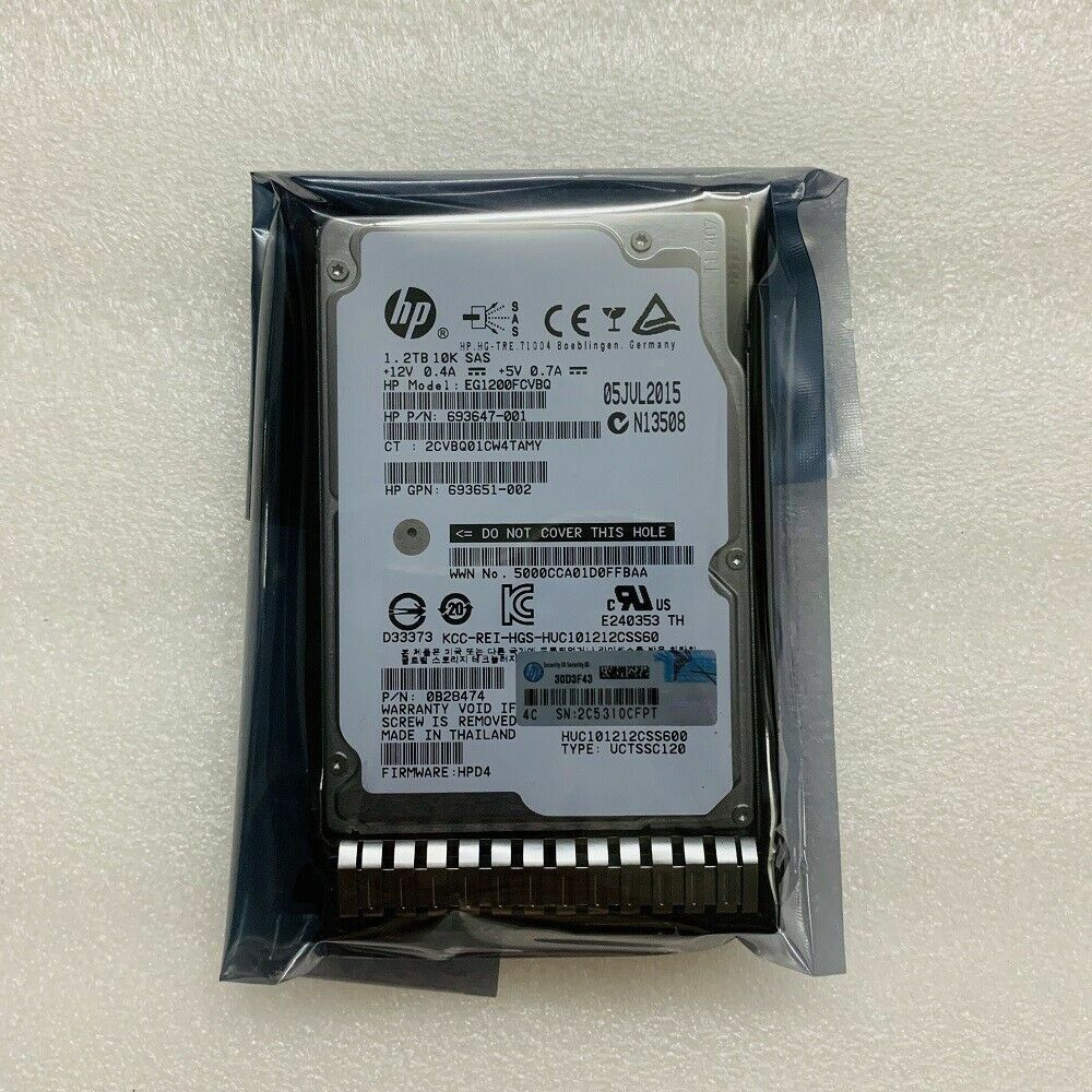 HP 697631-001 1.2TB 6G SAS 10K rpm SFF 2.5" SC Hard Drive 693647-001 G8 G9