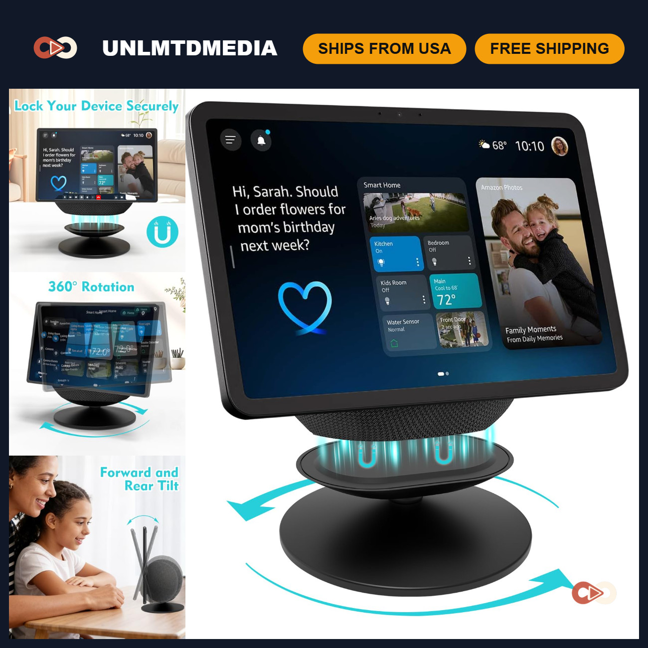 Adjustable Stand for 8" & 11" Tablets - Versatile, Lightweight, Portable Holder