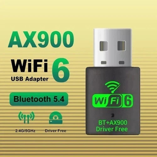 USB WiFi-6 900Mbps 2 in 1 Dongle 2.4G 5GHz Dual Band & BT 5.4 Win10,11 F