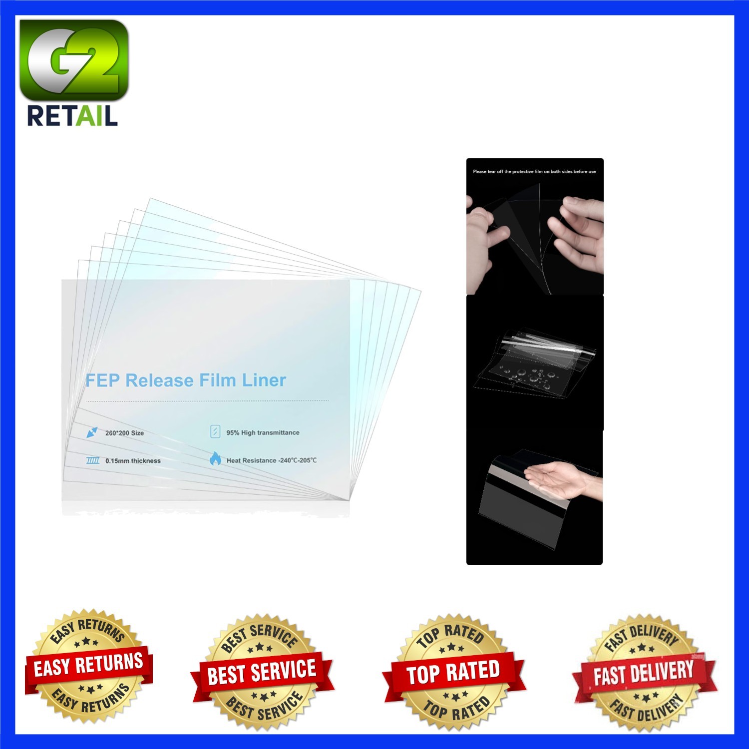 Durable FEP Film Release Sheets for LCD 3D Printers - 6PCS, 0.15mm Thickness