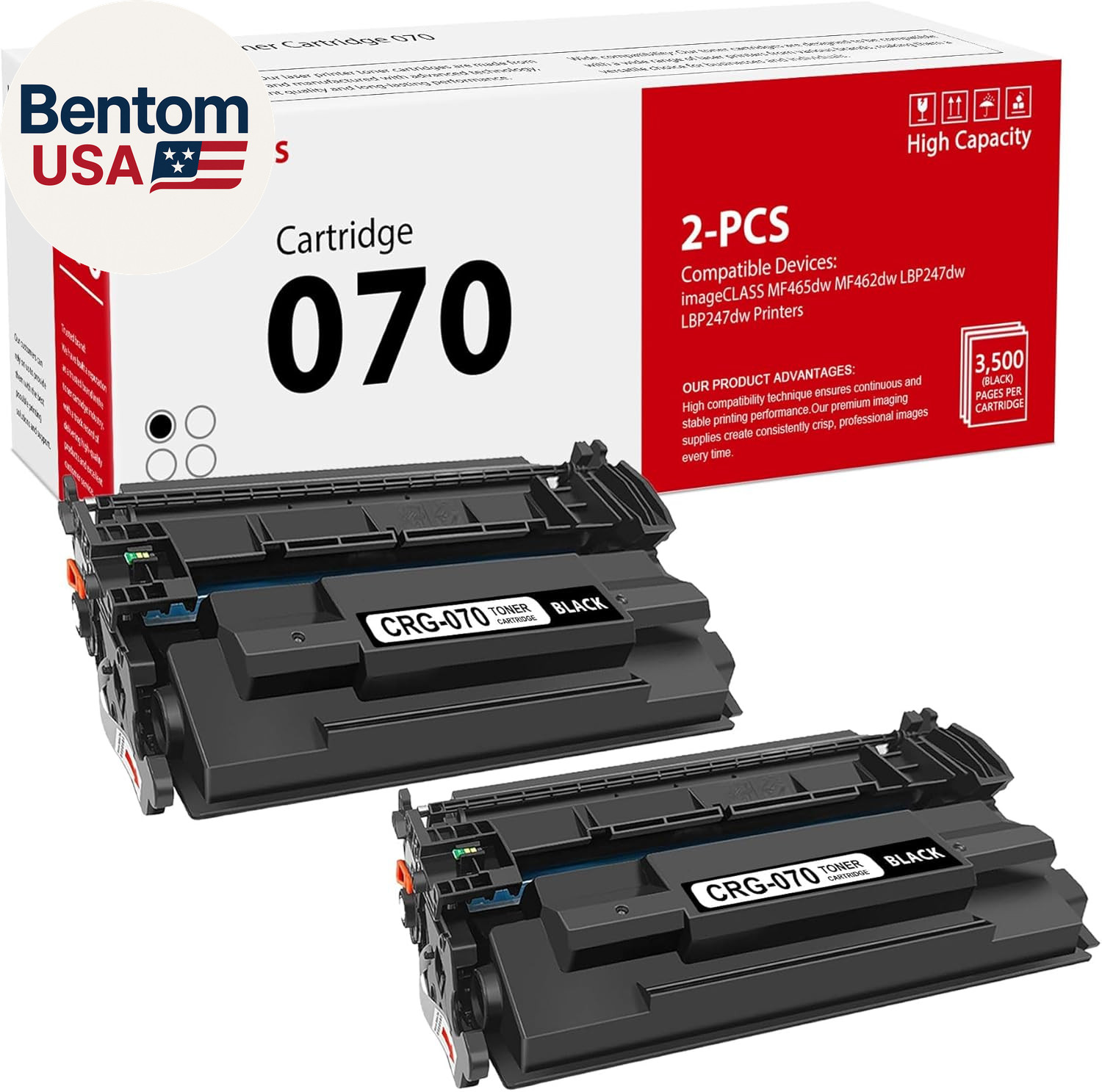 070 Black Toner Cartridge Mf465Dw Toner 2 Pack Replacement for Canon 070 Imagecl