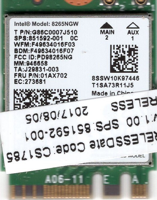 INTEL DUAL BAND WIRELESS-AC 8265NGW M.2 WIFI BT 4.2 (HP 851592-001) 5-PACK - NEW