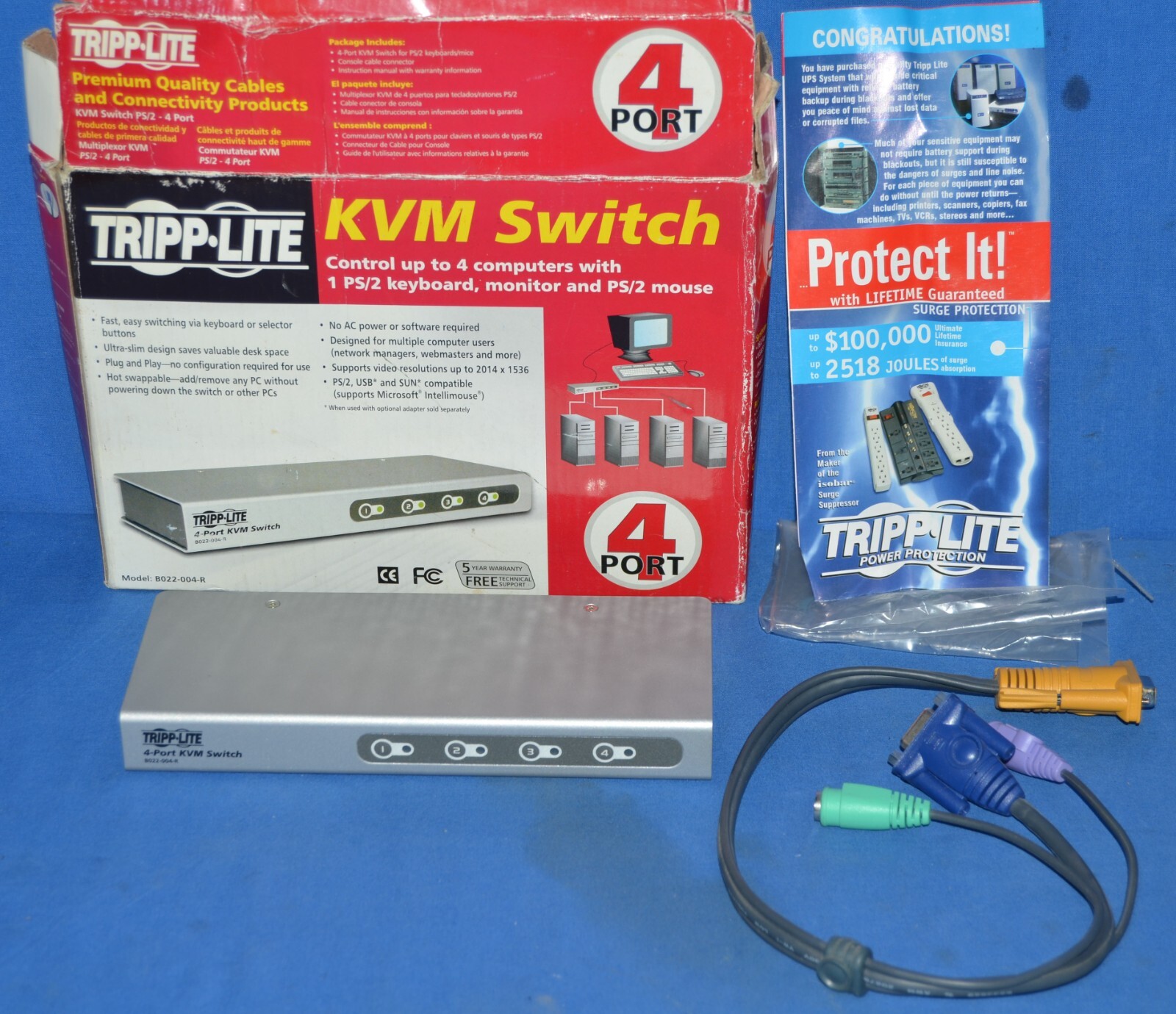 Tripp Lite B022-004-R 4 Port USB KVM Switch