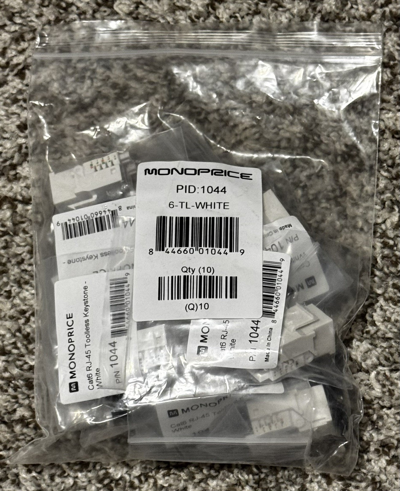 Monoprice P/N 1044 Toolless Cat6a Keystone Jacks (10) + 5 dual port faceplates