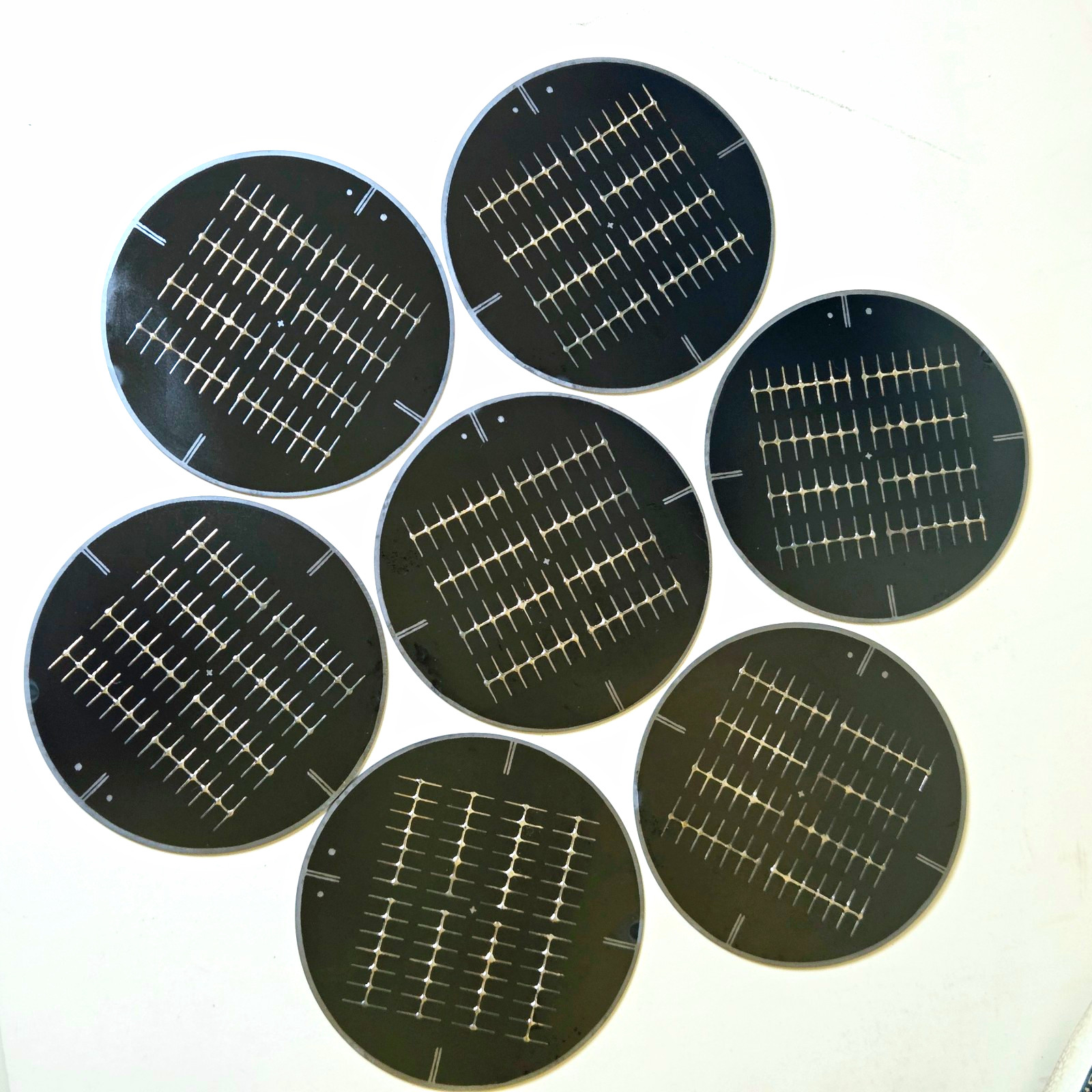 ​Vintage Monsanto Silicon Solar Cell Wafer Slice Lot of 10 with Box & Paperwork