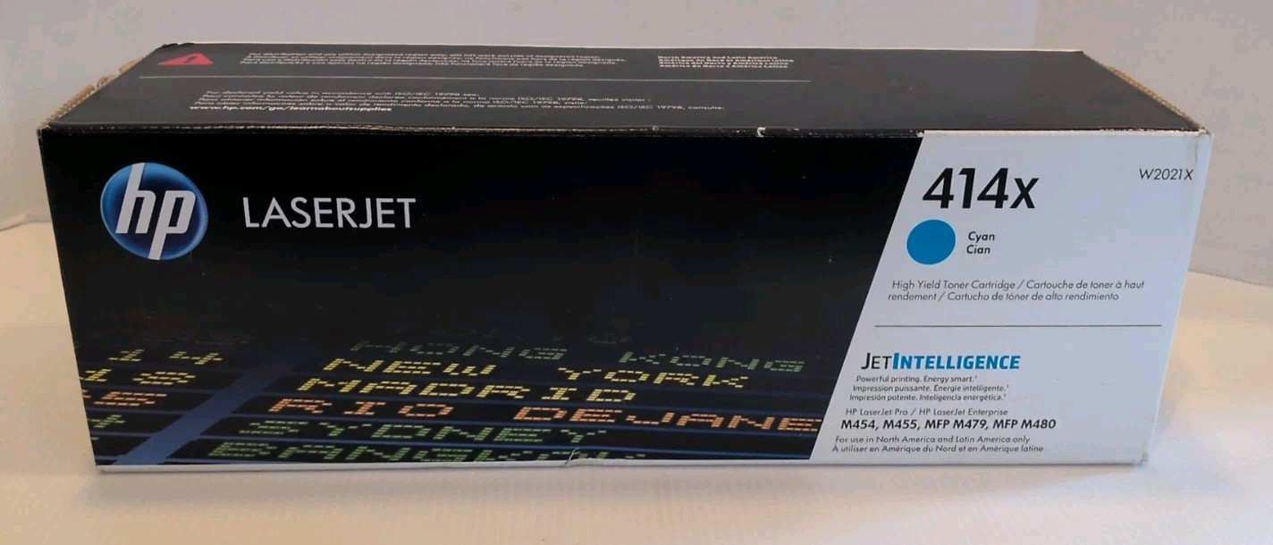 Genuine SealedHP 414X Cyan High Yield Toner Cartridge W2021X – 6,000 Page Yield 