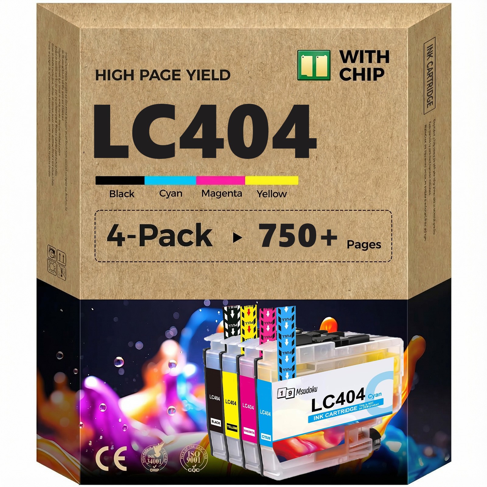 4PK LC404 LC404XL Ink Cartridges for Brother MFC-J1205W MFC-J1215W MFC J1205W XL