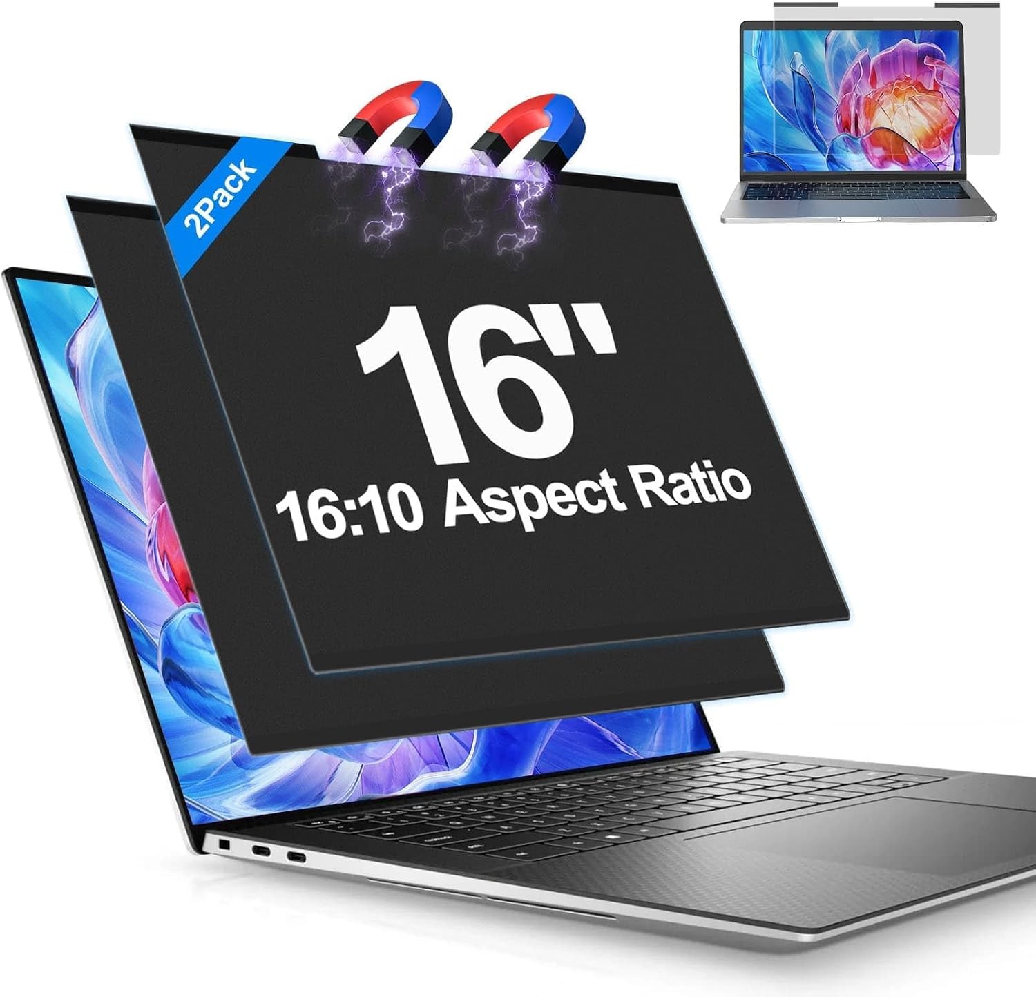 2Pack Magnetic Laptop Privacy Screen Filter 16 inch for 16:10 Widescreen Monitor