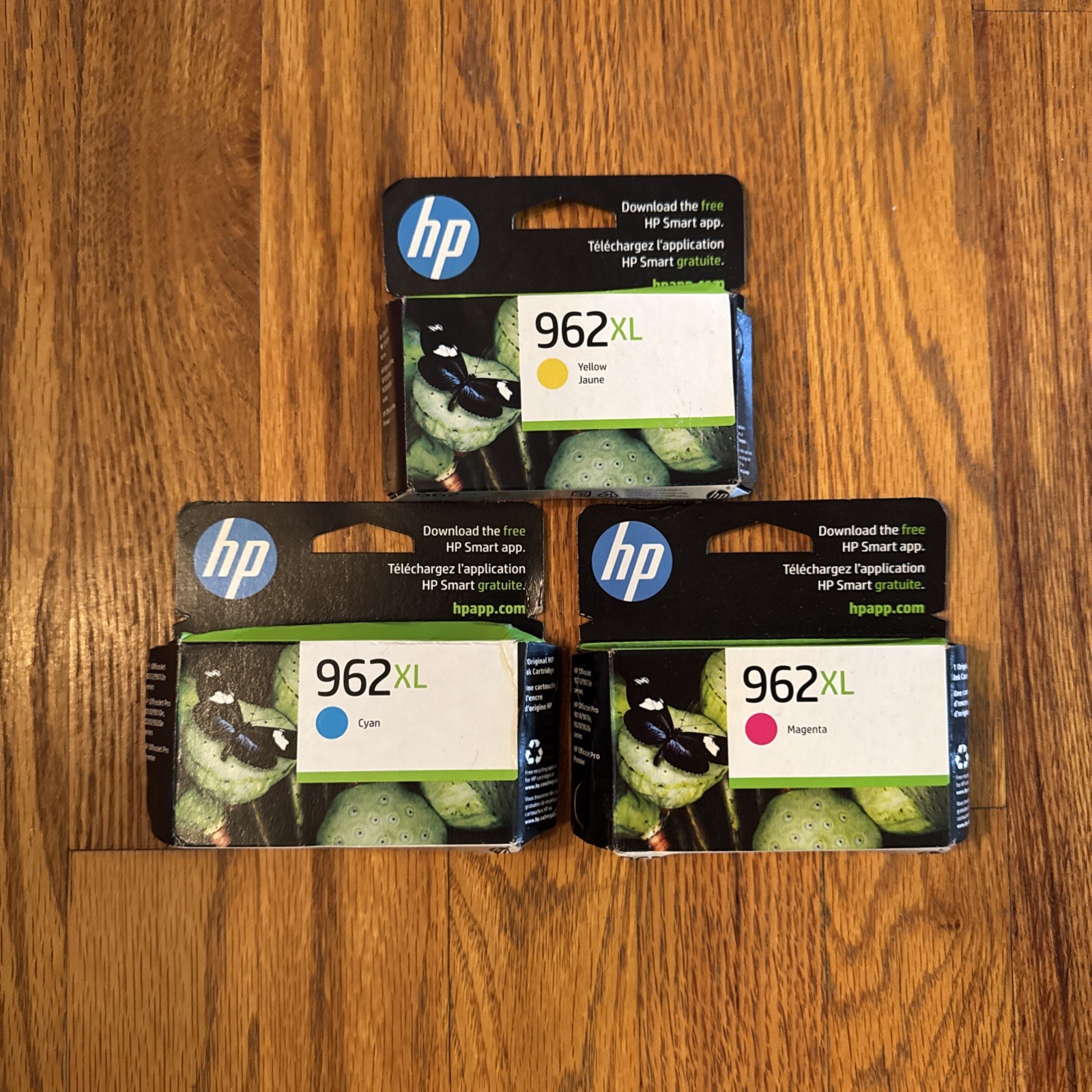 Lot of 3 Genuine HP 962XL Yellow Magenta Cyan Color Ink Cartridge Original