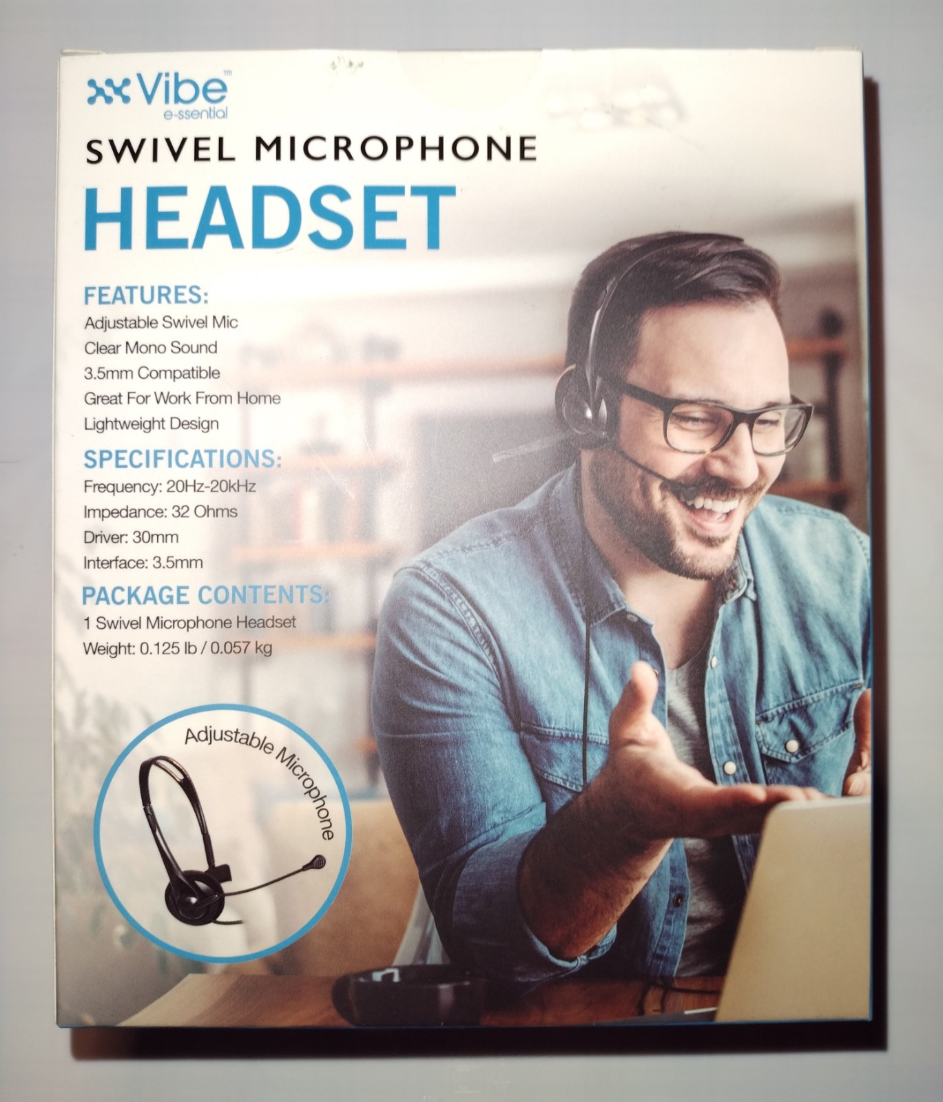 VIBE 3.5mm Plug-in Mono Headset With Swivel Microphone Brand New Sealed