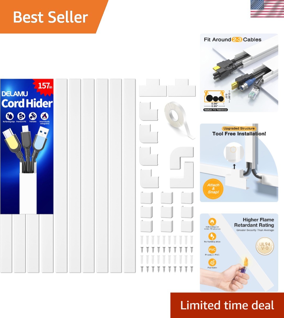 Cuttable & Paintable 157in Wire Covers - Customizable Cord Management Solution