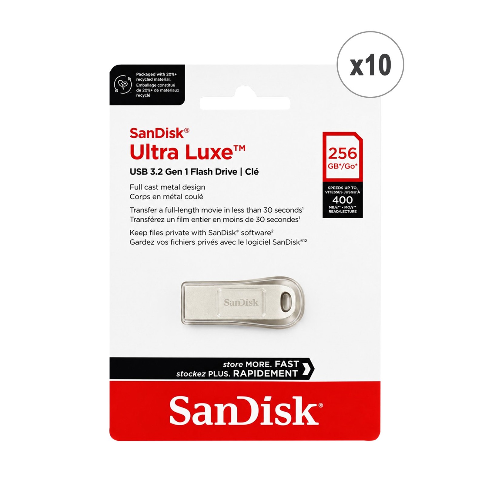 SanDisk Ultra Shift USB 3.2 Gen 1 256GB Flash Drive 10-Pack