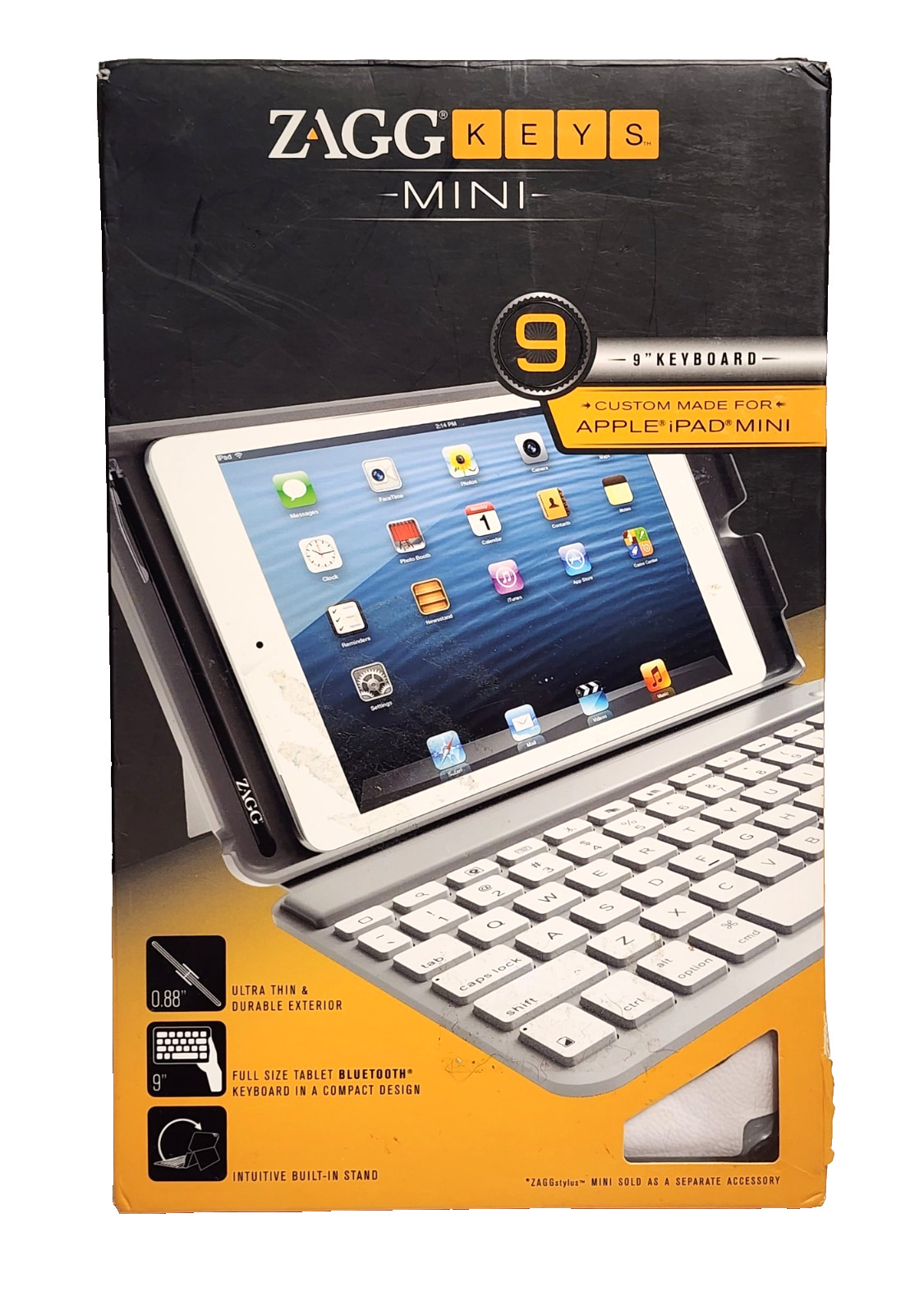 New ZAGG MINI 9" Keyboard Case for iPad Mini-White Ultra-Thin Leather Textured