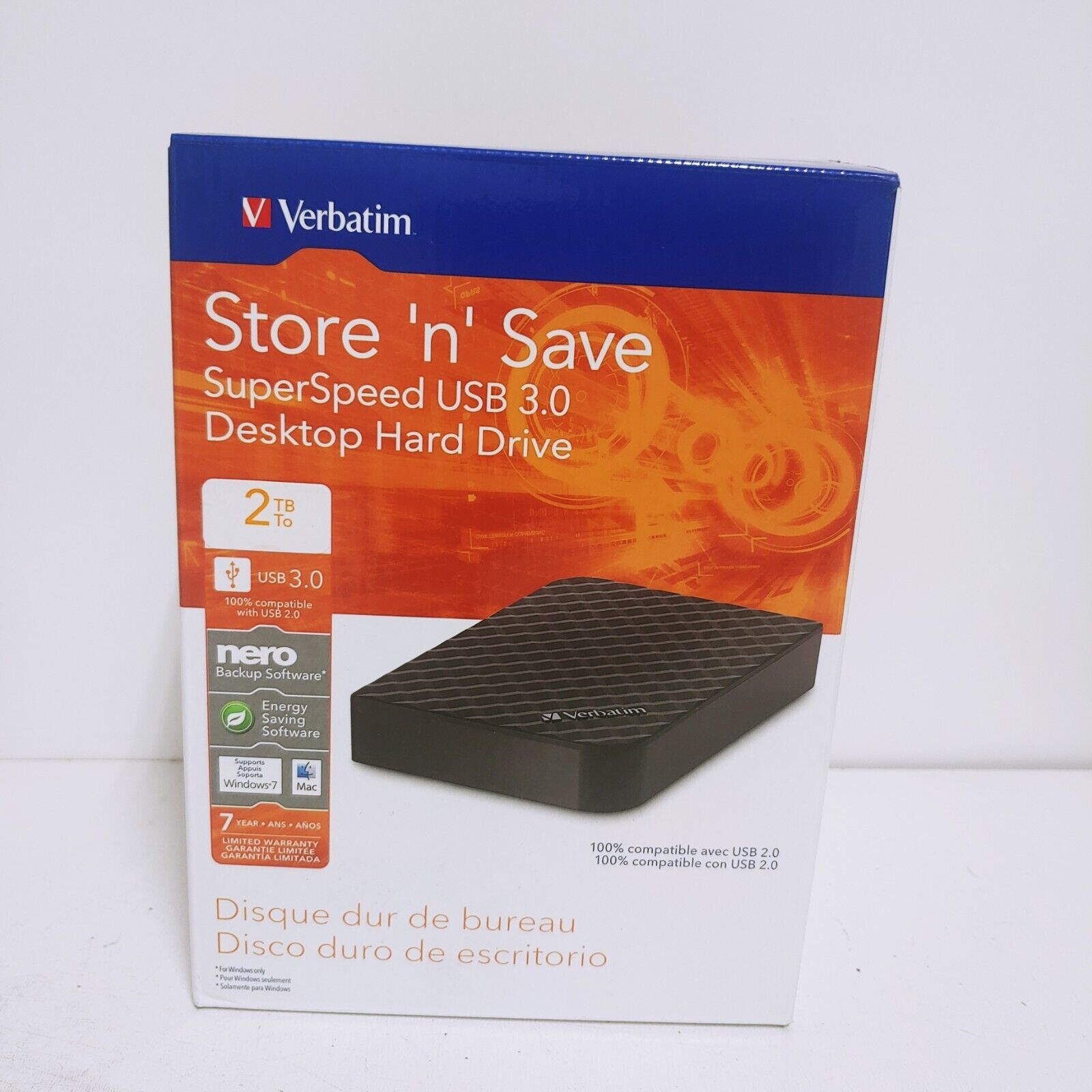 Verbatim 2TB Store 'n' Save Desktop Hard Drive, USB 3.0 - Diamond Black