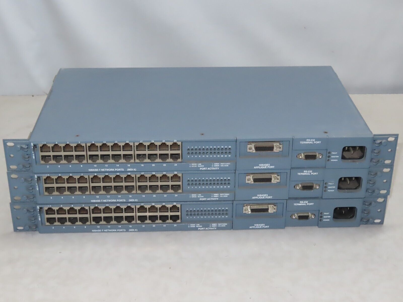 Lot of 3x- Allied Telesyn International TurboStack Ethernet 24 Port - TS24TR