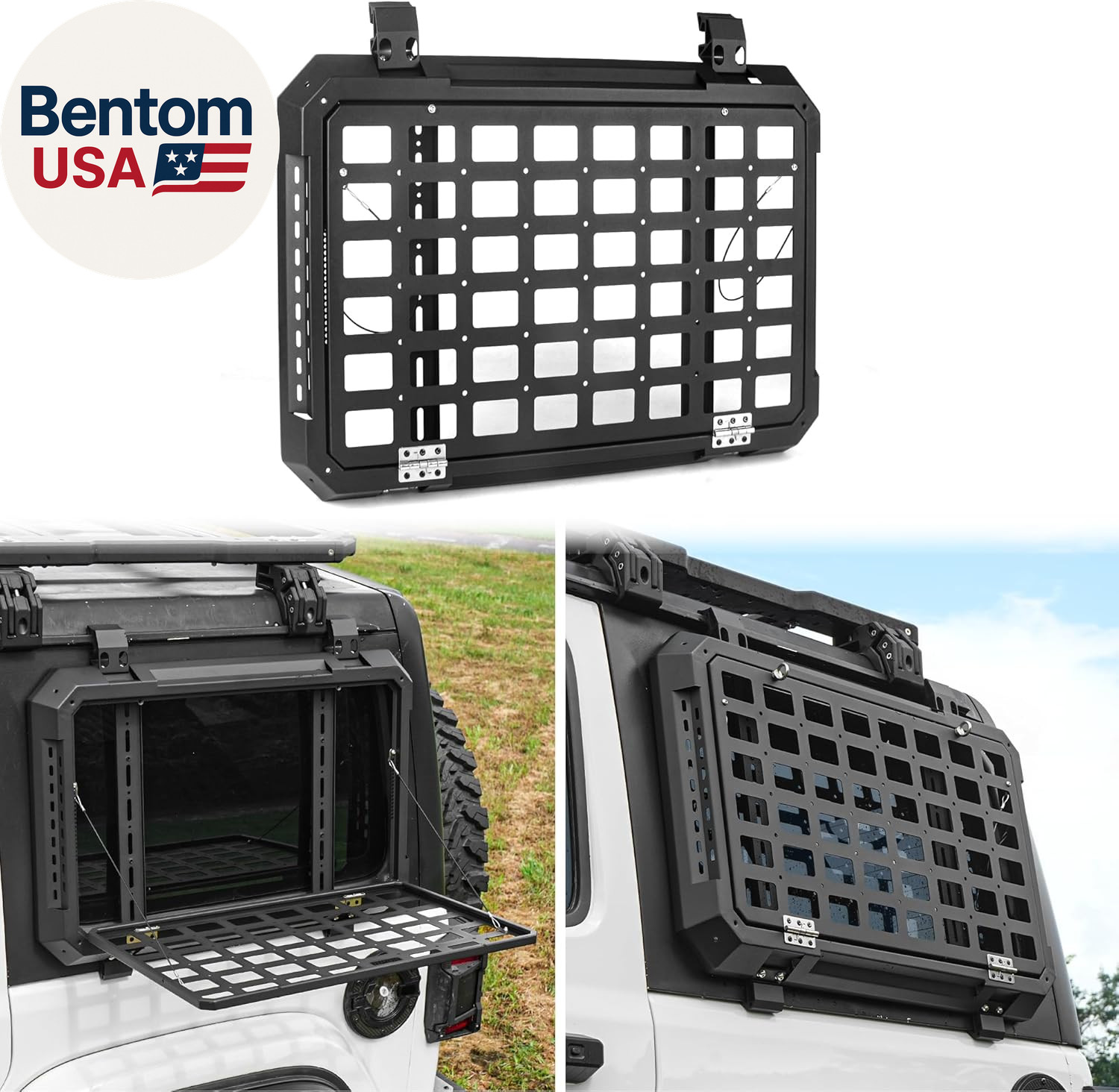 Rear Window Molle Storage Panel with Fold-Down Table, Tactical Organizer Compati