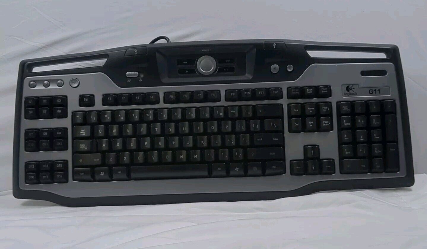 Logitech G11 Wired Gaming Computer Keyboard Black Silver Y-UG75A Tested/Works