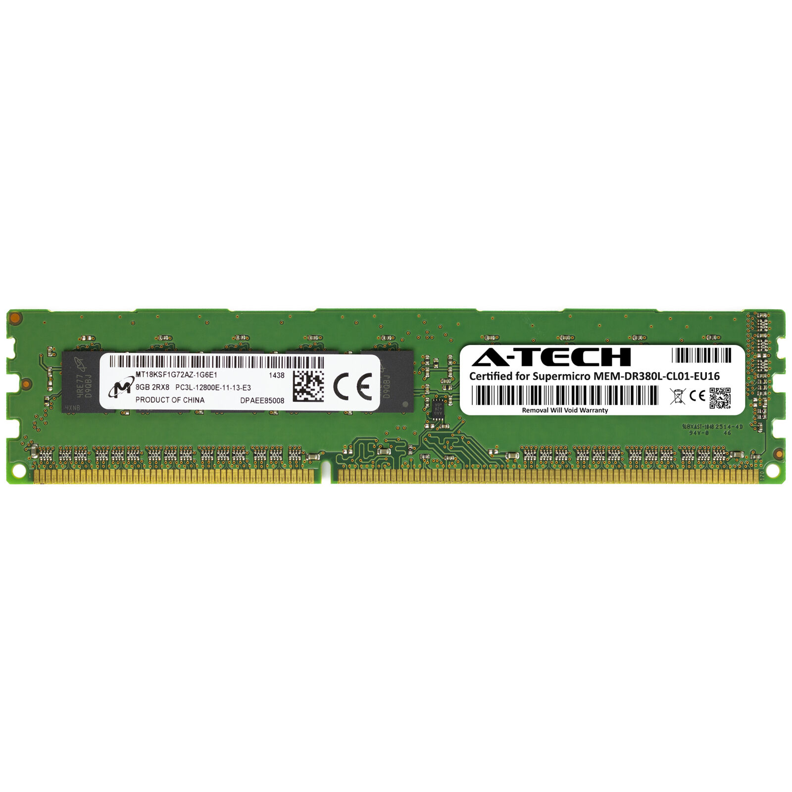 8GB PC3L-12800E ECC Supermicro MEM-DR380L-CL01-EU16 Equivalent Server Memory RAM