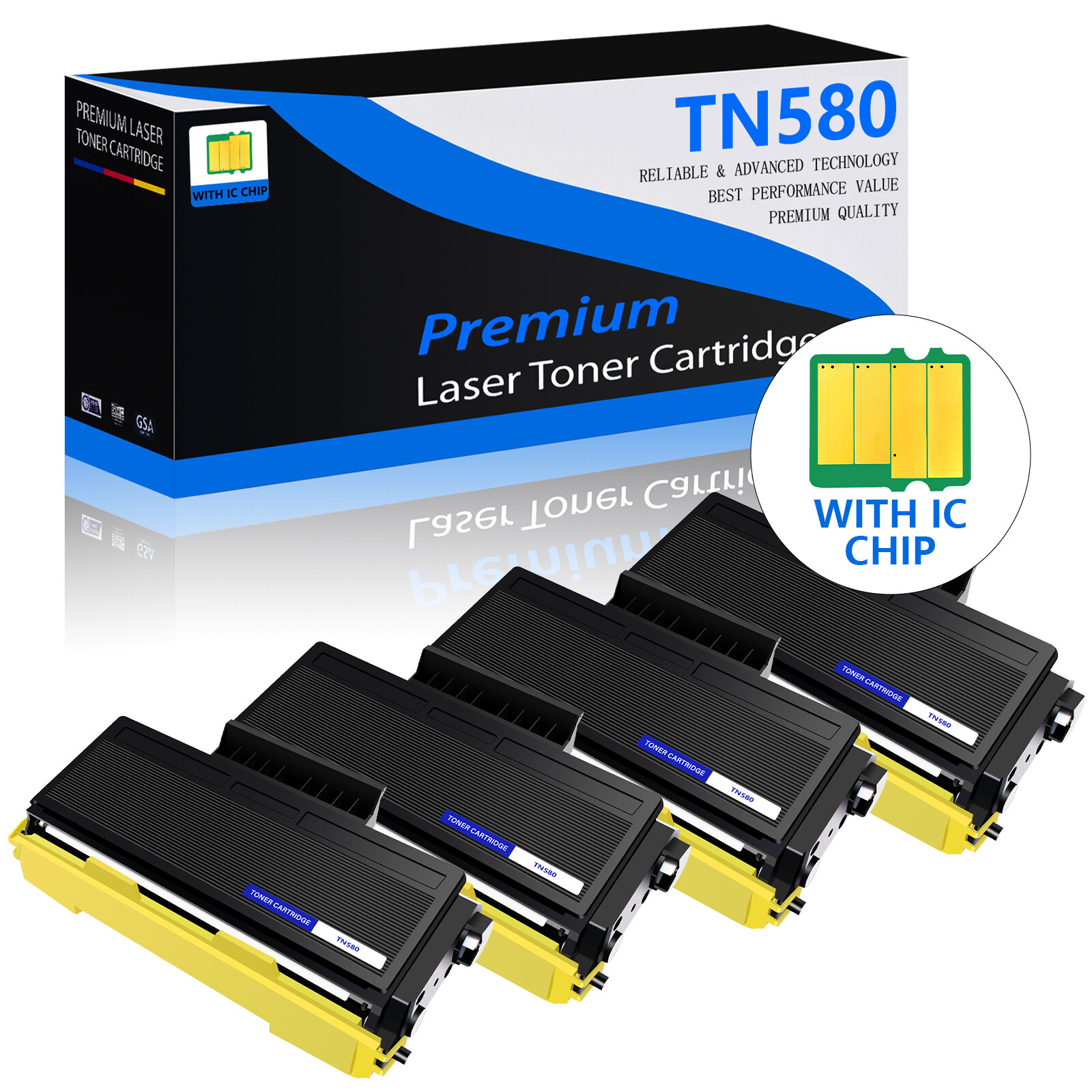 4 PK TN580 TN650 Black Toner Cartridge for Brother DCP-8060 DCP-8065 DCP-8065DN