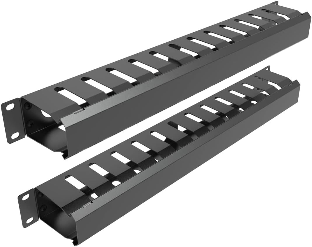 2 Pack of All Metal 1U Cable Management Horizontal Rack Mount Cable Manager w...