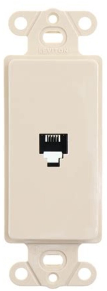 LEVITON 40649-I DECORA MODULAR PHONE VOICE JACK INSERT, 6P4C, IVORY