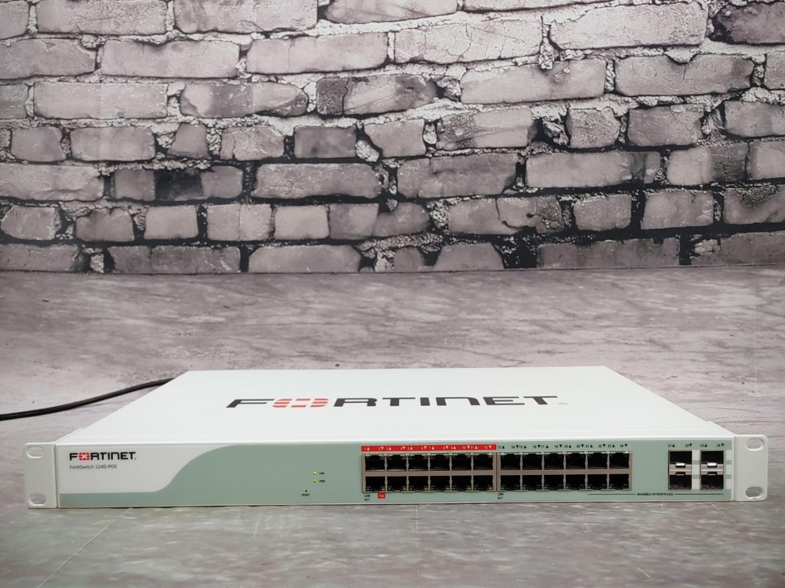 Fortinet FS-224D-POE FortiSwitch 24-Port Gigabit L2 PoE Ethernet Switch w/ Ears✔