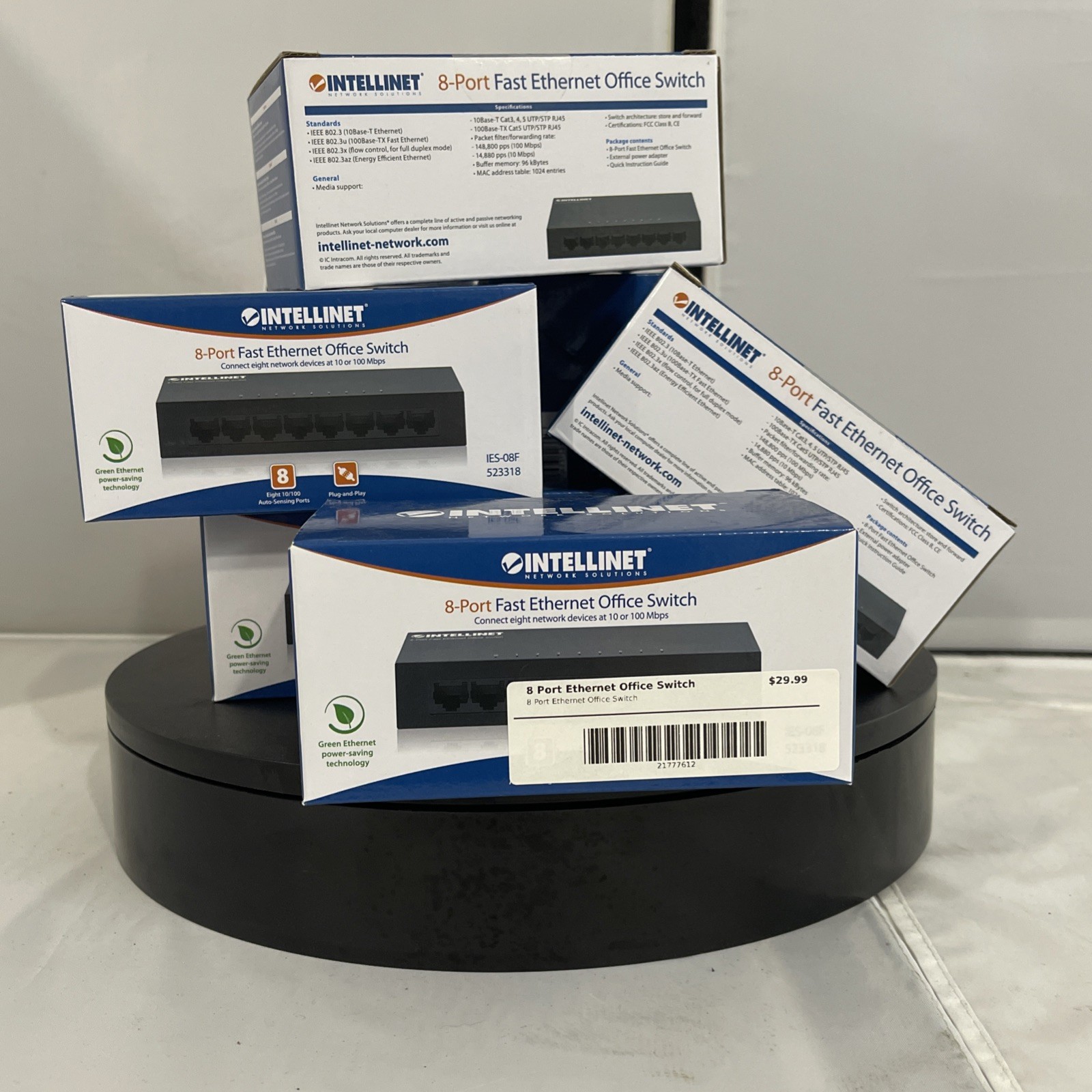 Lot of 7 Intellinet 8-Port Fast Ethernet Office Switch 10/100 Metal 523318