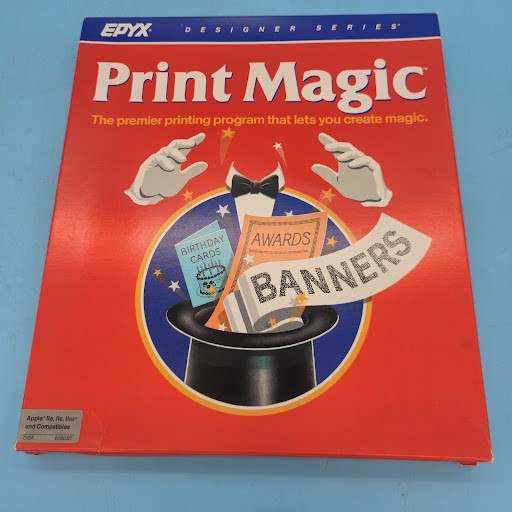Epyx Print Magic Software Apple II IIc IIe IIgs Vintage 5.25" Floppy Disk CIB