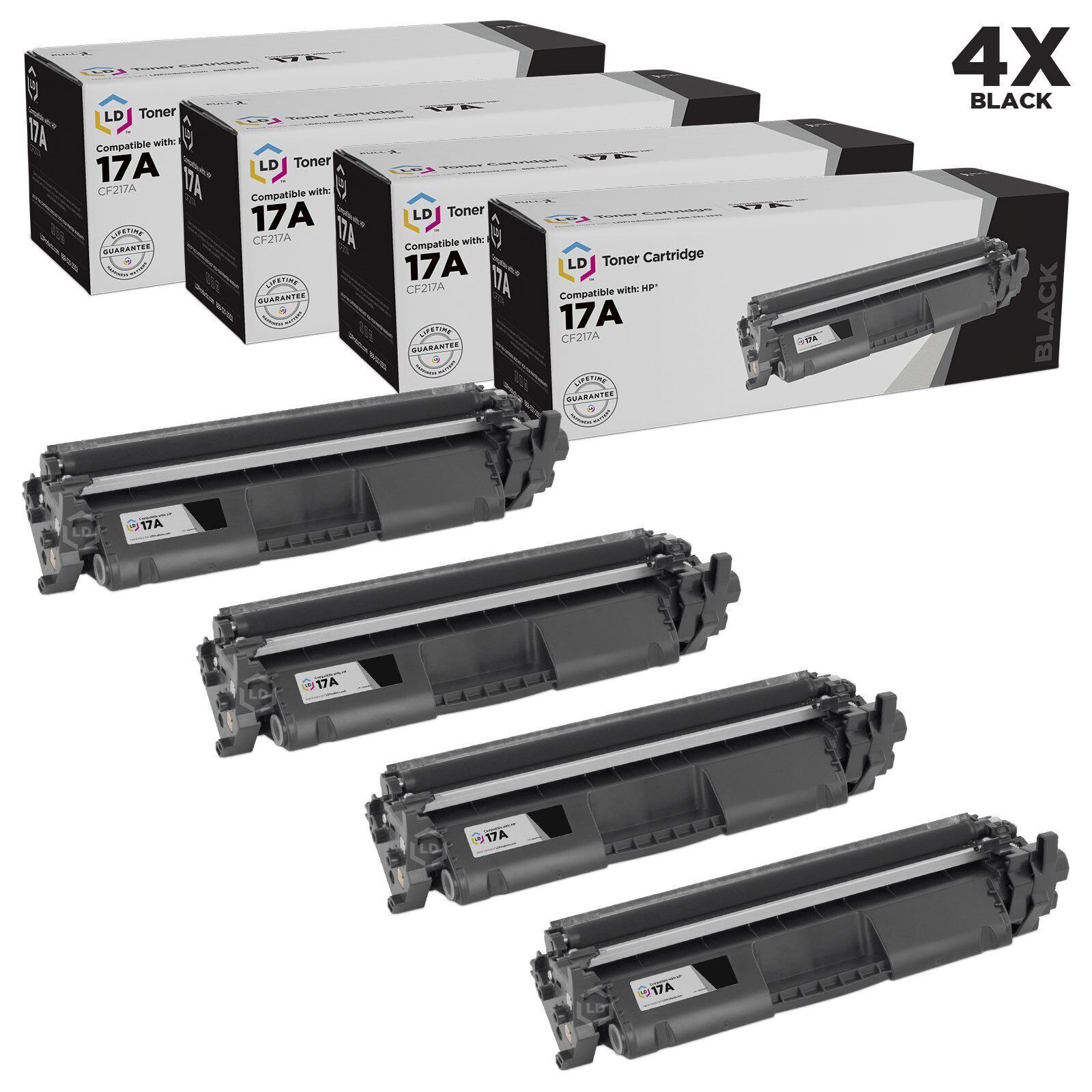 LD Compatible HP CF217A (17A) Black Toner 4PK for M102a, M130a, M130nw, M130fn