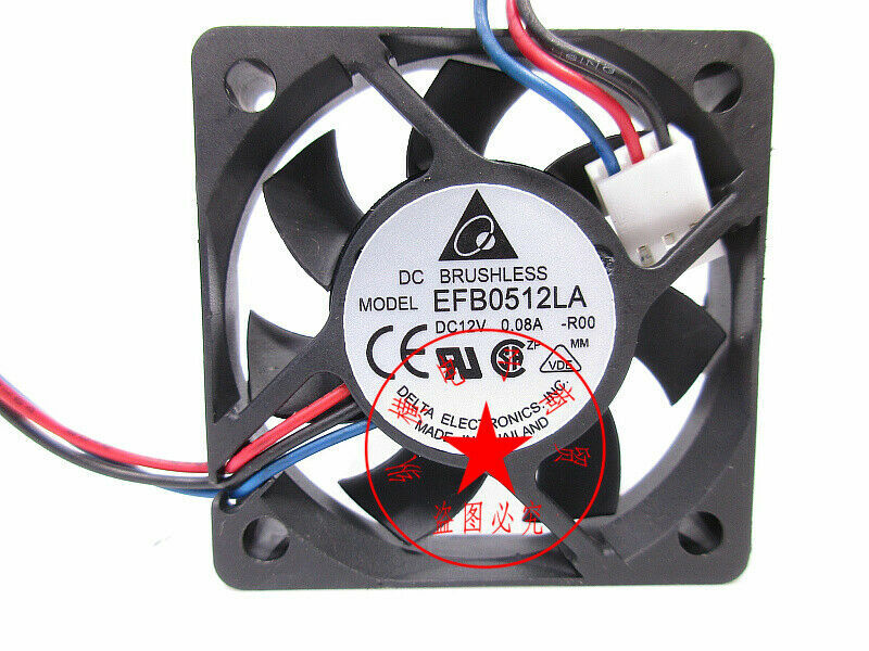 Delta EFB0512LA -R00 50mm 5010 12V 0.08A 3-wire ultra-thin silent cooling fan